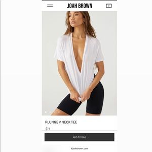 Joah Brown Plunge V Neck Tee in White